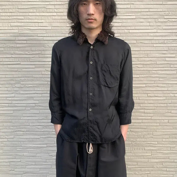 [BUNJANG] Comme des Garçons BLACK Cupro 7/8 Sleeve Shirt / 꼼데가르송 블랙 셔츠 (black)