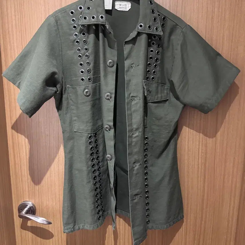 [BUNJANG] NHollywood Eyelet Short Sleeve Shirt / 앤헐리우드 아일렛 반팔셔츠