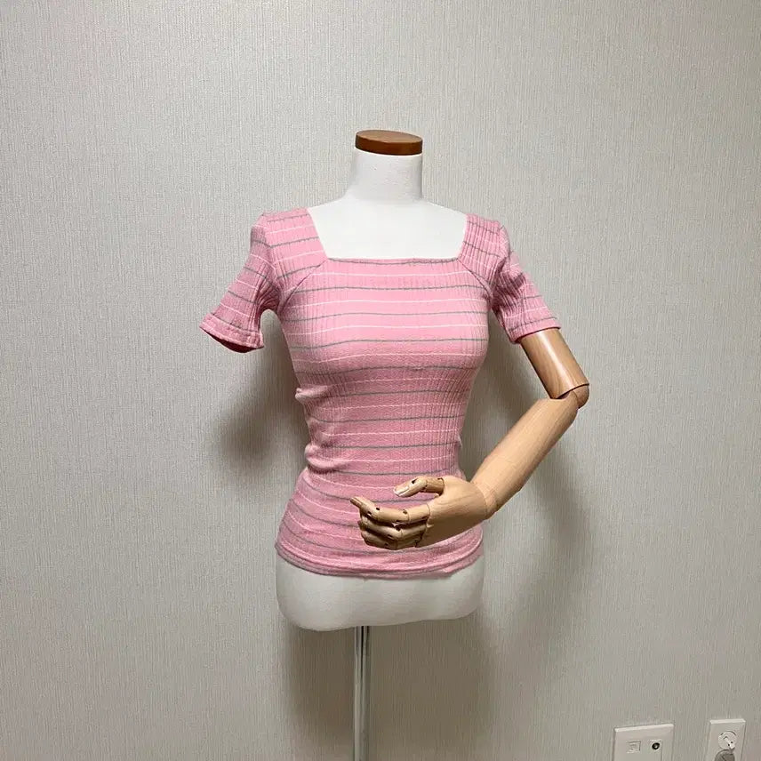 [BUNJANG] Stripe Square Neck Shirt / 스트라잎 스퀘어넥 셔츠