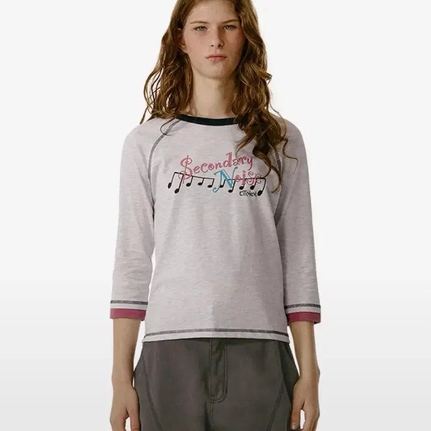 [BUNJANG] Teket Flow Note Long Sleeve Tee Melange Grey / 테켓 플로우 노트 롱 슬리브 티 멜란지 그레이