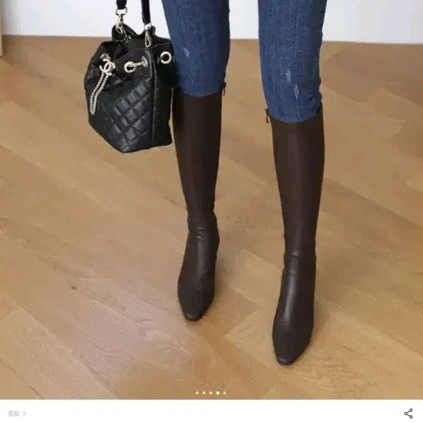 [BUNJANG] Women's Stretch Thigh-High Boots - Brown, Size 250 / (새상품) 여성 롱부츠 쫀쫀스판 삭스부츠 250 브라운