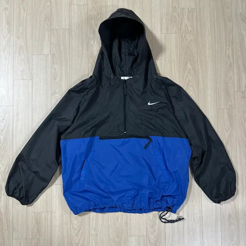 [BUNJANG] Nike 90s Anorak Windbreaker Black/Blue / 90s 나이키 바람막이 아노락 블랙/블루
