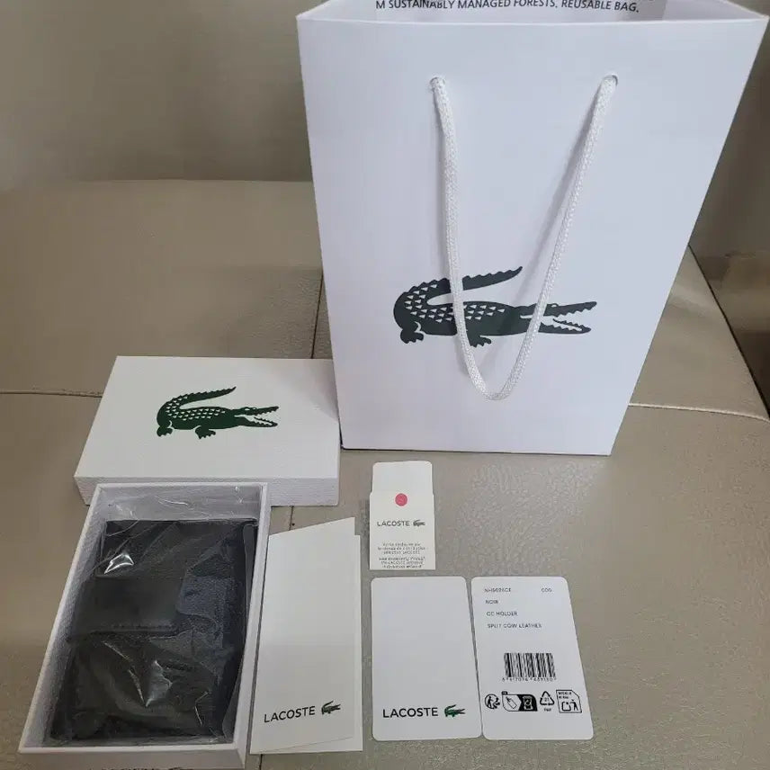 [BUNJANG] Lacoste Chantaco Card Holder Black Full Set / 신상.샨타코 라코스테 카드지갑 블랙 쇼핑백 풀세트(새상품).