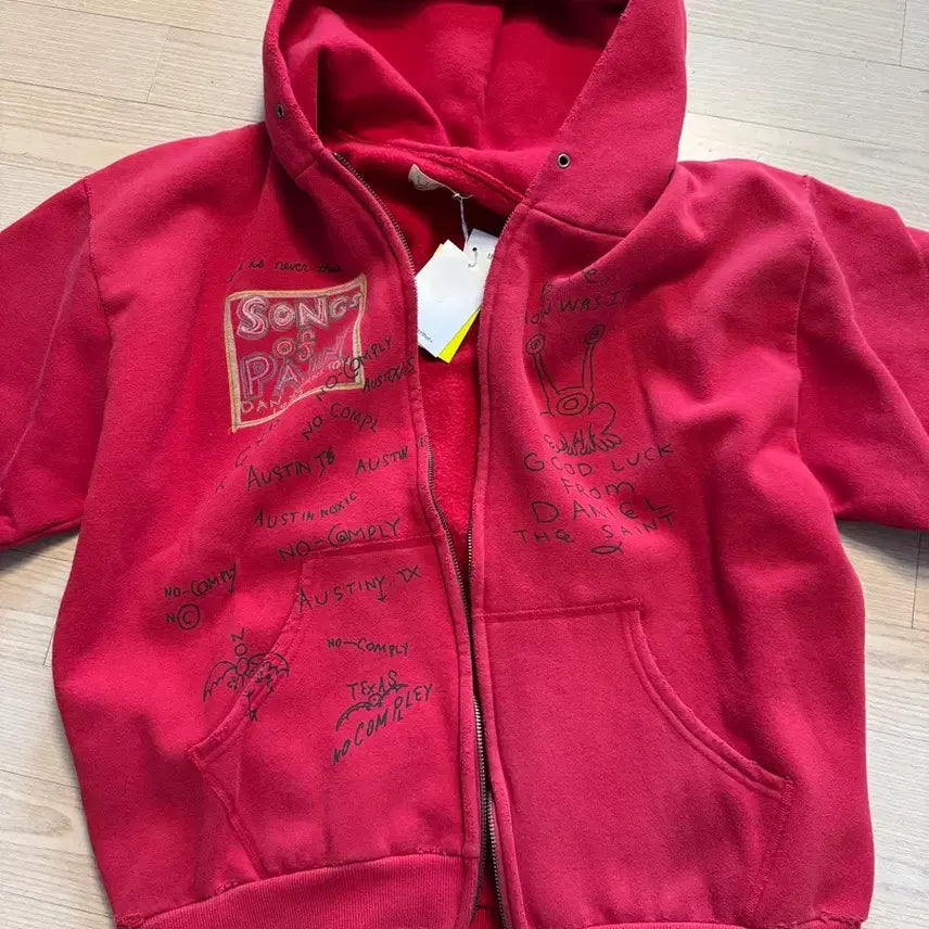 [BUNJANG] thisisneverthat x Daniel Johnston Collaboration Red Hoodie Zip-up (L) / 디스이즈네버댓 다니엘존스턴 후드집업 레드 L사이즈