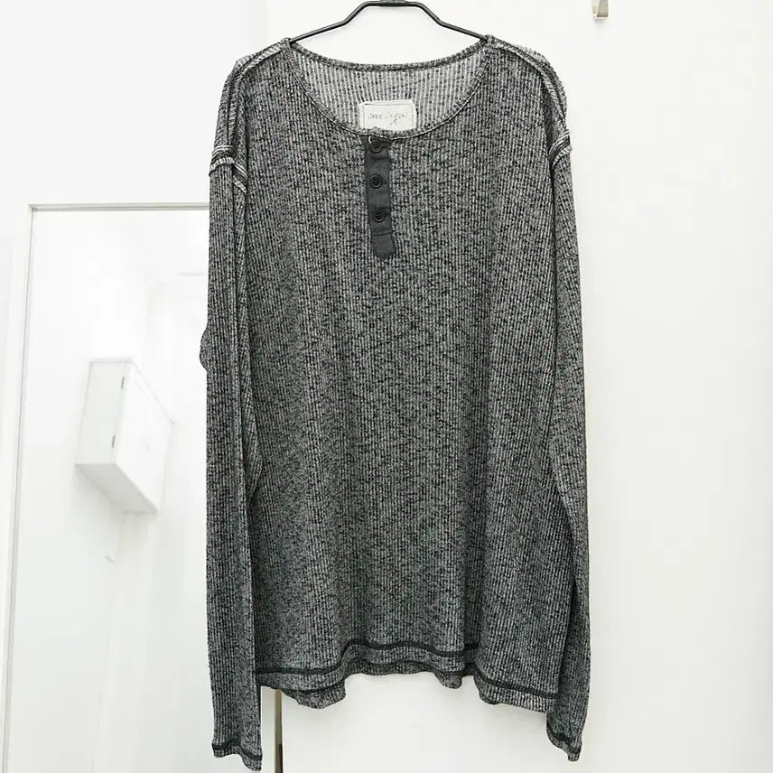 [BUNJANG] Greg Lauren Cotton Linen Henley Neck Long Sleeve T-Shirt Size 3 / 그렉로렌 코튼 린넨 헨리넥 롱슬리브 티셔츠