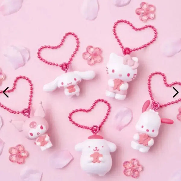 [BUNJANG] Sanrio Sakura Cherry Blossom Gacha Keyring Set - Kitty, Kuromi, Pochacco / 산리오 벚꽃 사쿠라 가챠 키링 새상품 2종 키티 쿠로미 포차코