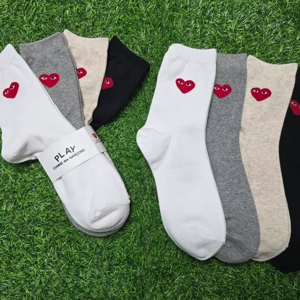 [BUNJANG] Comme des Garçons Play Heart Logo Sock Set / 꼼데가르송 플레이 하트 로고 양말 세트