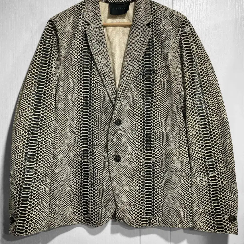 [BUNJANG] John Richmond Python Punching Leather Blazer Jacket / 존리치몬드 파이톤 펀칭 가죽 블레이져 자켓 vkei 락시크 펑크