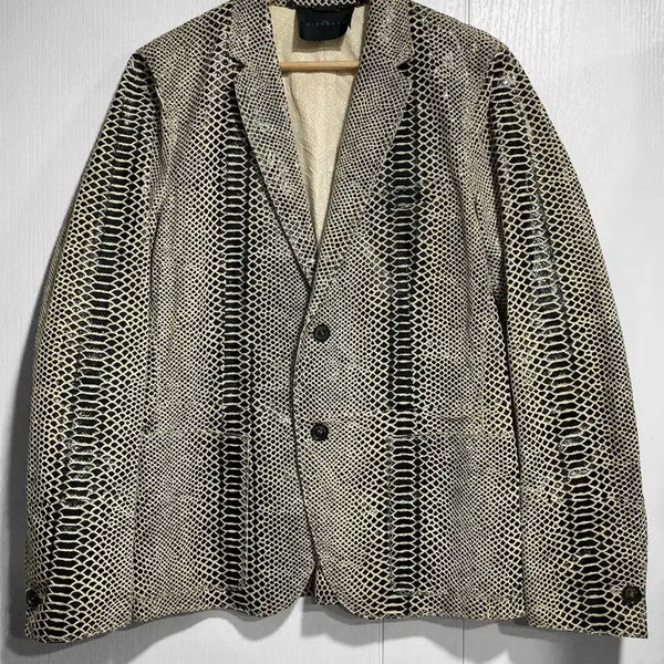 [BUNJANG] John Richmond Python Punching Leather Blazer Jacket / 존리치몬드 파이톤 펀칭 가죽 블레이져 자켓 vkei 락시크 펑크