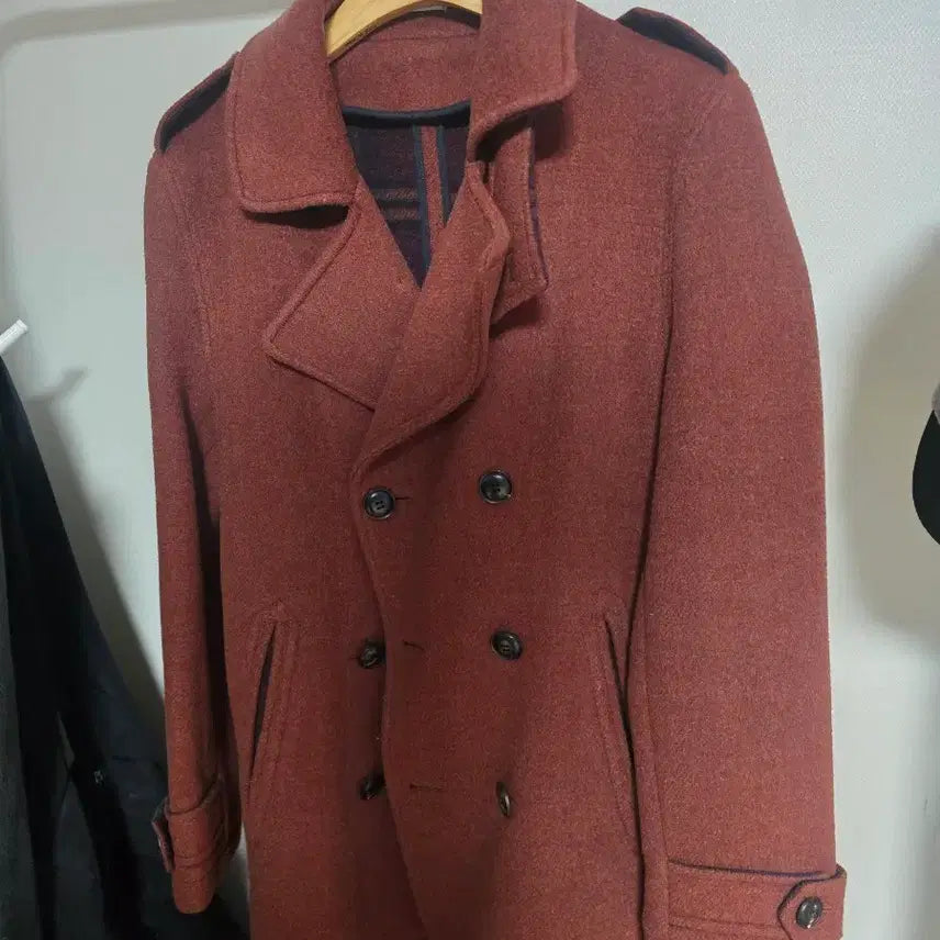 [BUNJANG] ANDZ GeoZia Double Button Wine Double-Breasted Wool Blend Coat / ANDZ 지오지아 95 코드 팝니다