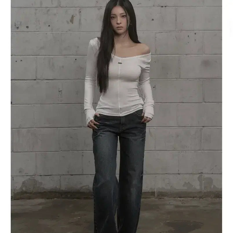 [BUNJANG] Khaki Point Records Straight Denim Jeans Blue / 카키포인트 레코드 스트레이트데님 블루