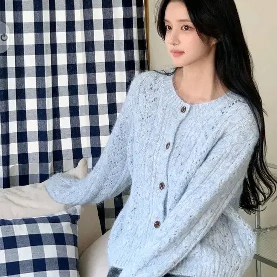 [BUNJANG] MilkCocoa Gray Thick Knit Cardigan / 밀크코코아 그레이 도톰 가디건