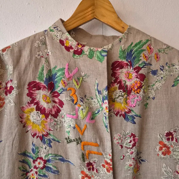 [BUNJANG] Bicollique Linen Flower Jacket Size 66 / 비꼴리끄 여성 린넨플라워자켓 66사이즈