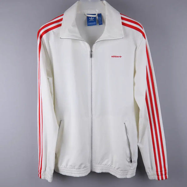 [BUNJANG] Adidas Nylon Track Jacket White/Red (International M/100) / 아디다스 나일론 트랙 자켓 흰빨 (해외M/100)