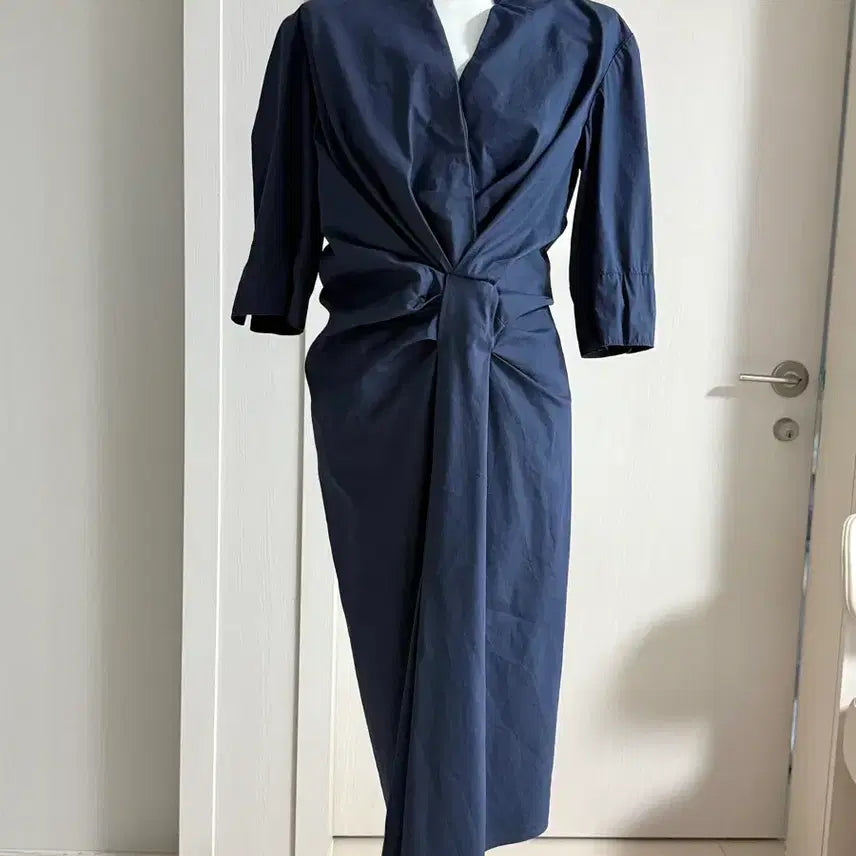 [BUNJANG] Lanvin Navy Twisted Draped Long Dress / 새상품 컨디션) 랑방 Lanvin 네이비 드레이프 꼬임 디자인 롱 원피스