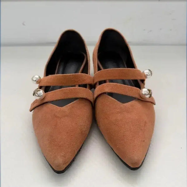 [BUNJANG] Lanvin Suede Pearl Embellished Heeled Boots / 랑방