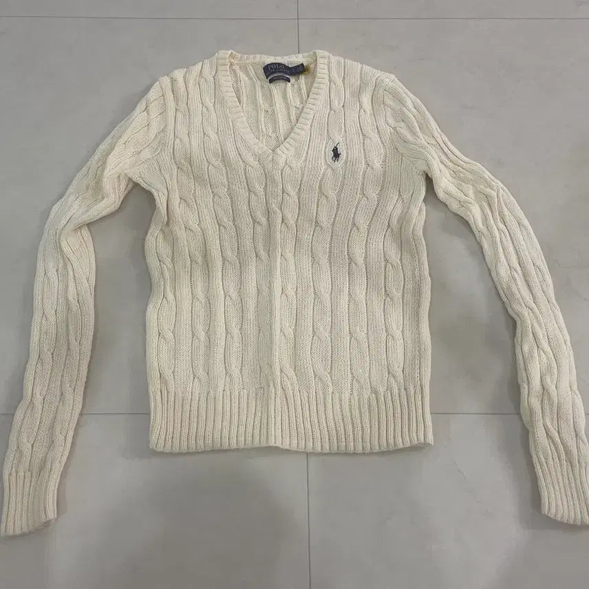 [BUNJANG] Polo Ralph Lauren Ivory Cable Knit Sweater / 폴로 랄프로렌 아이보리 케이블 니트