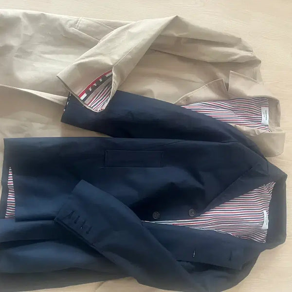 [BUNJANG] Men's Navy/Beige Wool Blend Coats (Set of 3) / 보세 네이비/베이지 코트 총3벌 100사이즈 전후 각각