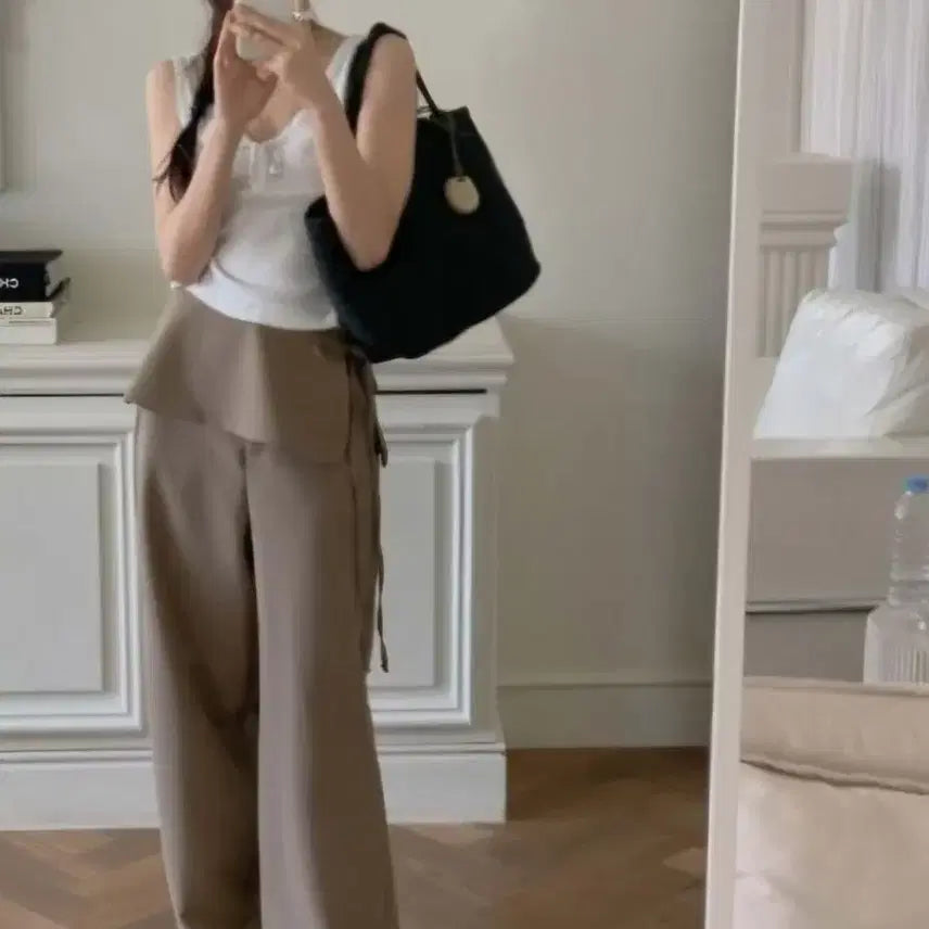 [BUNJANG] Miel Lap Slacks Khaki Brown M / 미엘 랩슬랙스 카키브라운 m