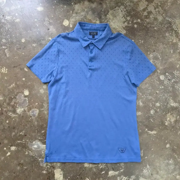 [BUNJANG] Giorgio Armani Blue Logo Pattern Short-Sleeve Polo Shirt / 95) 아르마니 반팔 카라티 카라티셔츠 피케셔츠