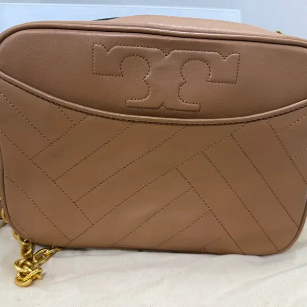 [BUNJANG] Tory Burch Brown Quilted Camera Bag Chain Bag / 토리버치 브라운 퀼팅 카메라백 체인백