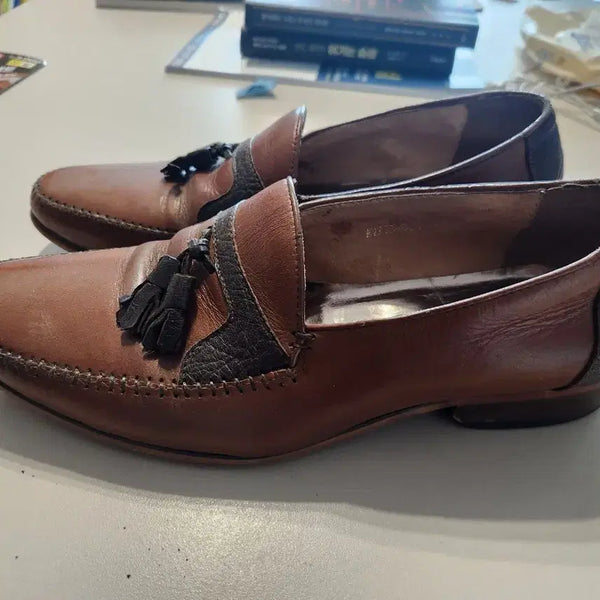[BUNJANG] Brown Tassel Detail Leather Loafers Size 41 / 브라운 태슬 장식 가죽 로퍼...브라운 가죽 테슬 로퍼 41사이즈