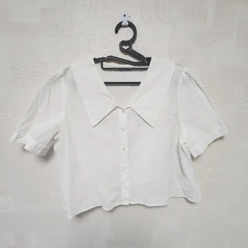 [BUNJANG] MIXXO Big Collar Short Sleeve Blouse / 미쏘 빅카라 반팔 블라우스