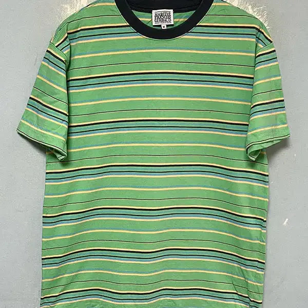 [BUNJANG] MARITHE FRANCOIS GIRBAUD Women's Striped Round Neck Casual Short Sleeve T-Shirt / 마리떼프랑소와저버 여자 반팔티 스트라이프 라운드넥 캐주얼 M 95 66