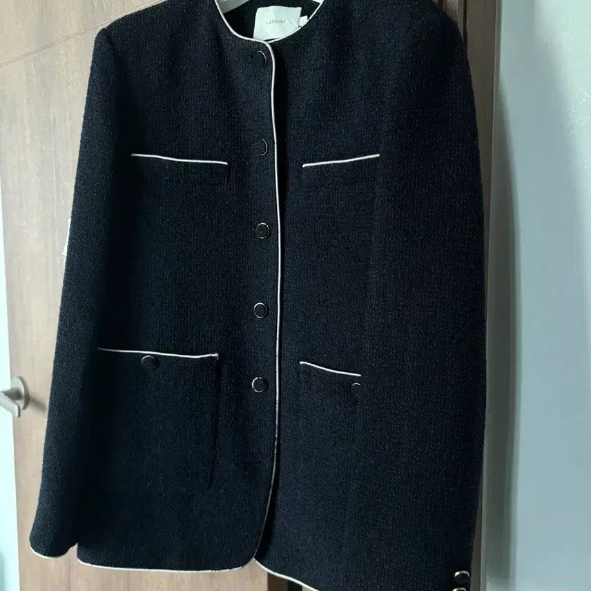 [BUNJANG] Lebeau Né Twee Long Jacket Black S / 르아보네 트위드 롱 자켓 블랙 S