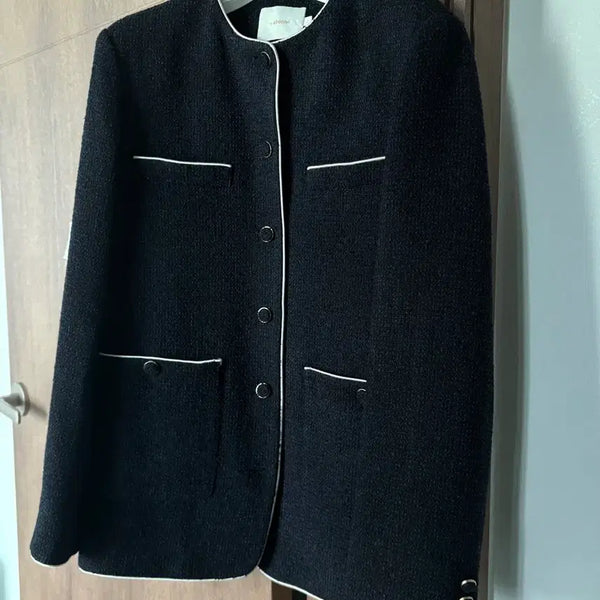 [BUNJANG] Lebeau Né Twee Long Jacket Black S / 르아보네 트위드 롱 자켓 블랙 S
