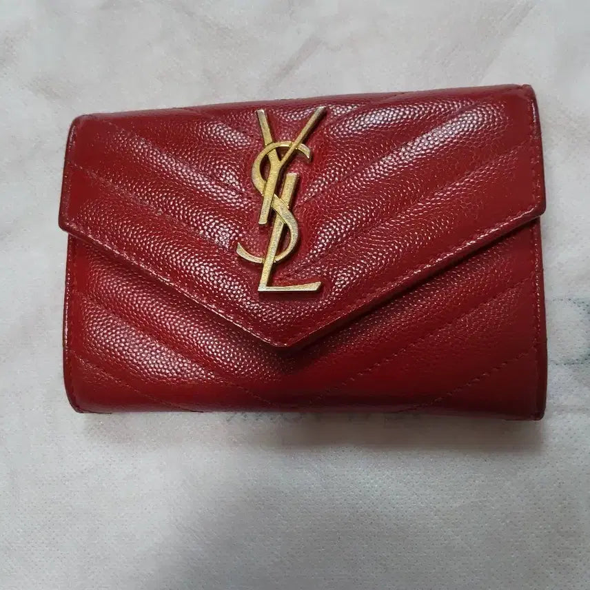 [BUNJANG] Saint Laurent Matelassé Wallet Red / 생로랑 마틀라세 반지갑 레드