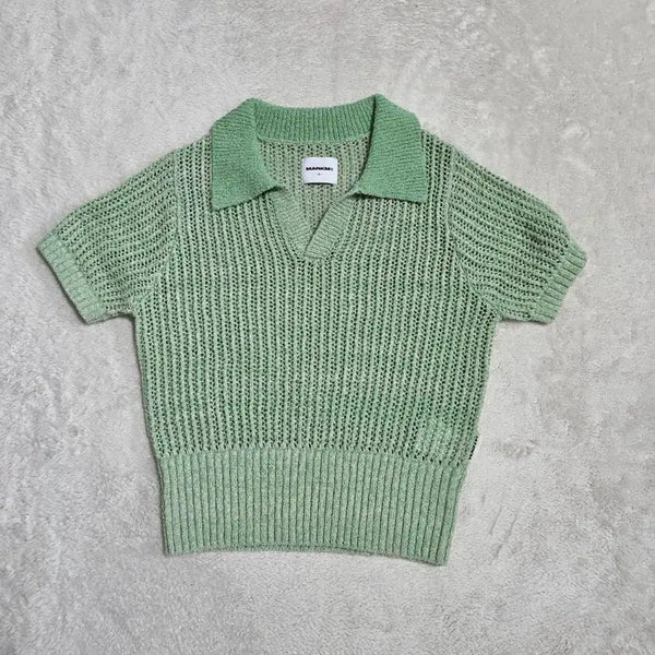 [BUNJANG] Markm Women's Short Sleeve Collar Knit / (S)여성 마크엠 반팔 카라 니트