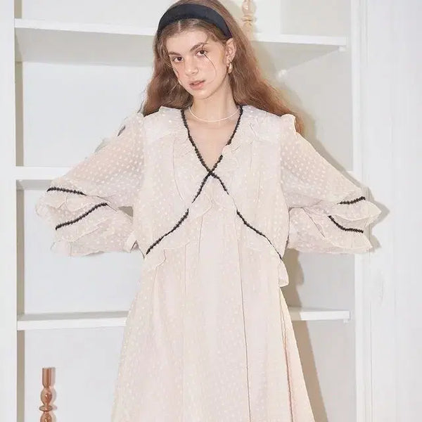 [BUNJANG] SALON DE TOHN Frill Mini Dress Pink Dot Pattern / 살롱드욘플라워 프릴 원피스