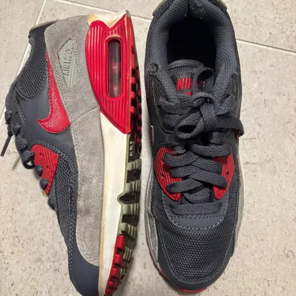 [BUNJANG] Nike Air Max 90 Gray/Red Sneakers / 나이키 에어맥스 90 회색/빨강 운동화 230
