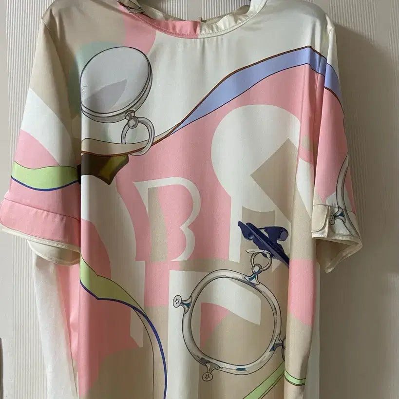 [BUNJANG] Rat by T Blouse Pink Beige Patterned / 래트바이티