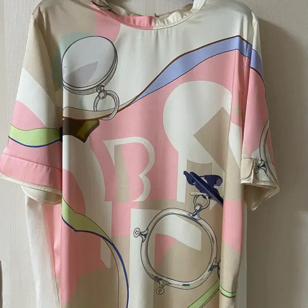 [BUNJANG] Rat by T Blouse Pink Beige Patterned / 래트바이티