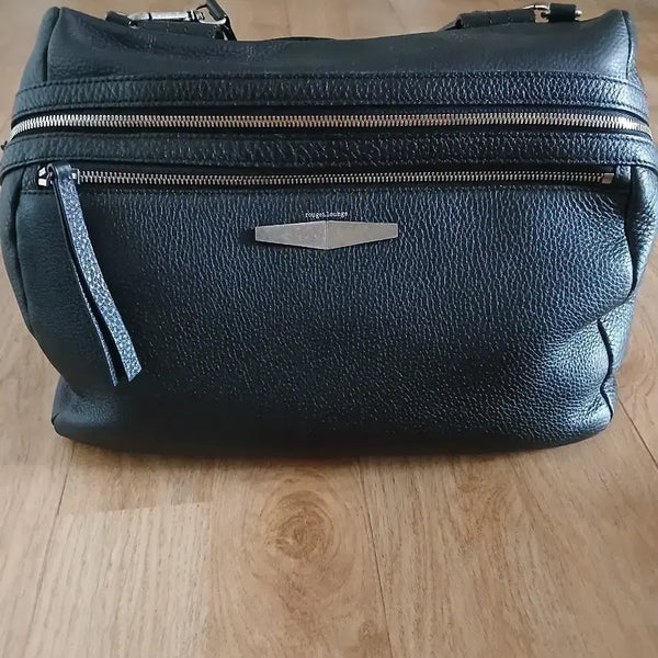 [BUNJANG] Rouge Lounge Big Black Leather Tote Shoulder Bag / rougeslounge 빅 블랙 가죽 토트겸 숄더백