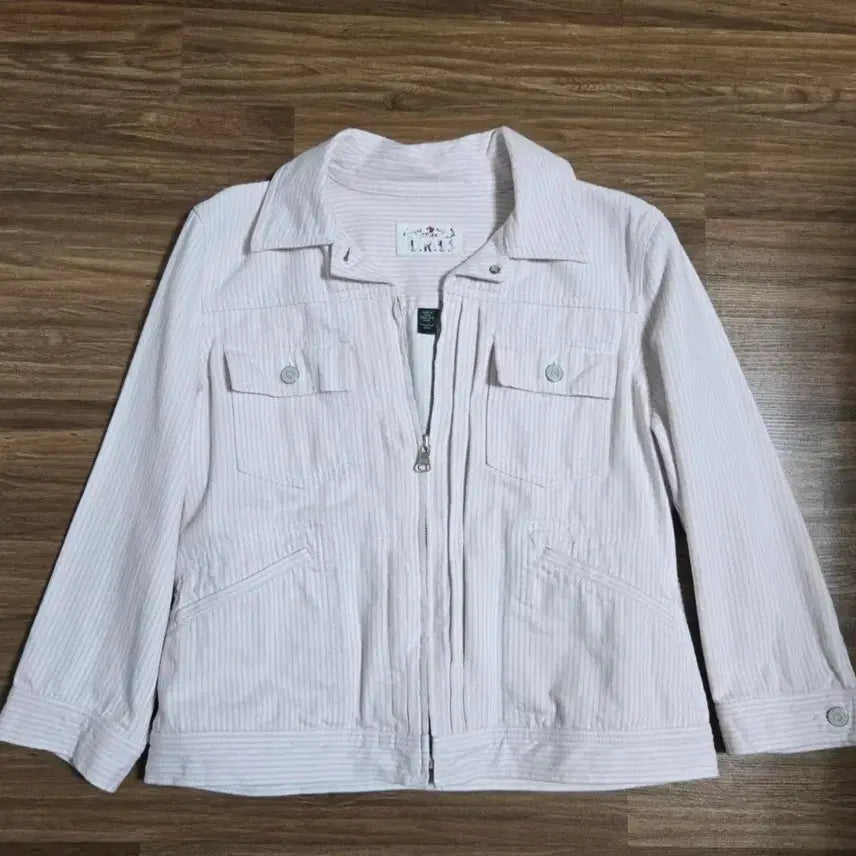 [BUNJANG] Ralph Lauren LRL Pink White Stripe Denim Jacket L / 랄프로렌 LRL 데님 핑크 화이트 스트라이프 자켓 L