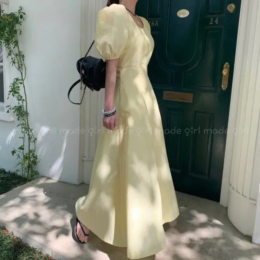 [BUNJANG] Revcity Volume Sleeve Long Dress / 럭셜 레브시티 볼륨소매 퍼프 롱원피스