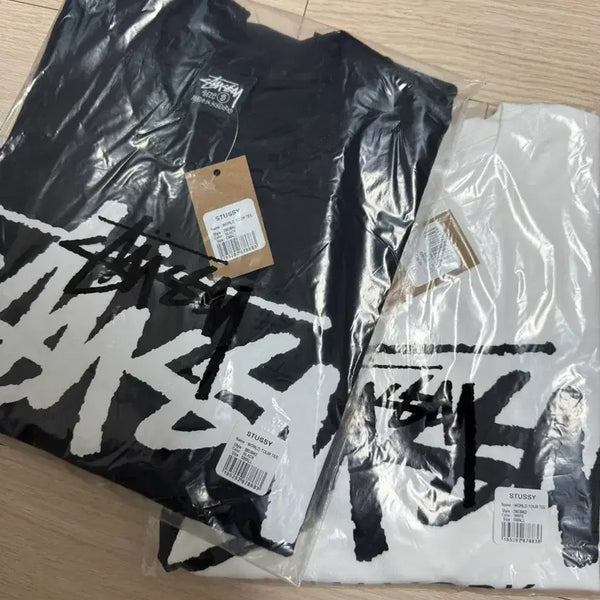 [BUNJANG] Stussy World Tour T-Shirt Black/White / (S) 스투시 월드투어 반팔 티셔츠 블랙 화이트