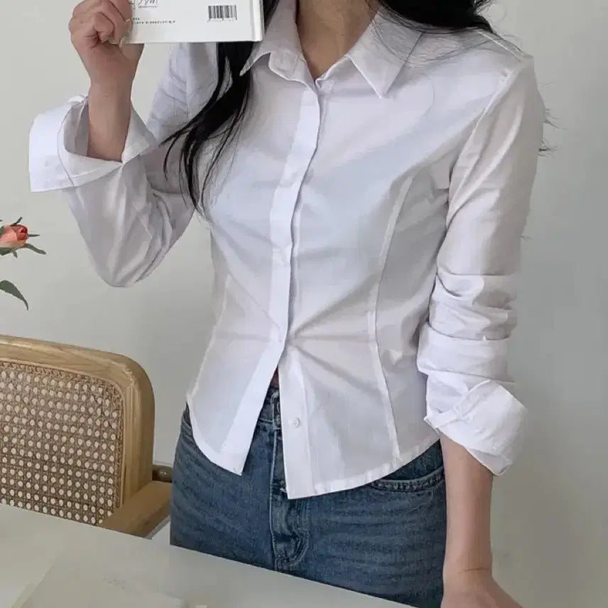 [BUNJANG] Essential Slim Shirt - Ivory / 에센셜 슬림 셔츠 아이보리
