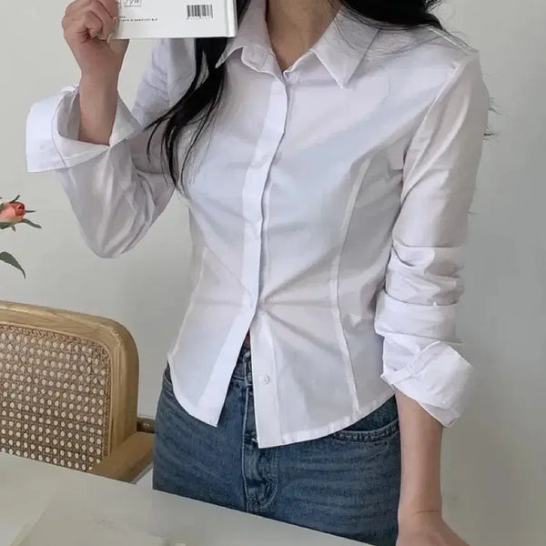 [BUNJANG] Essential Slim Shirt - Ivory / 에센셜 슬림 셔츠 아이보리