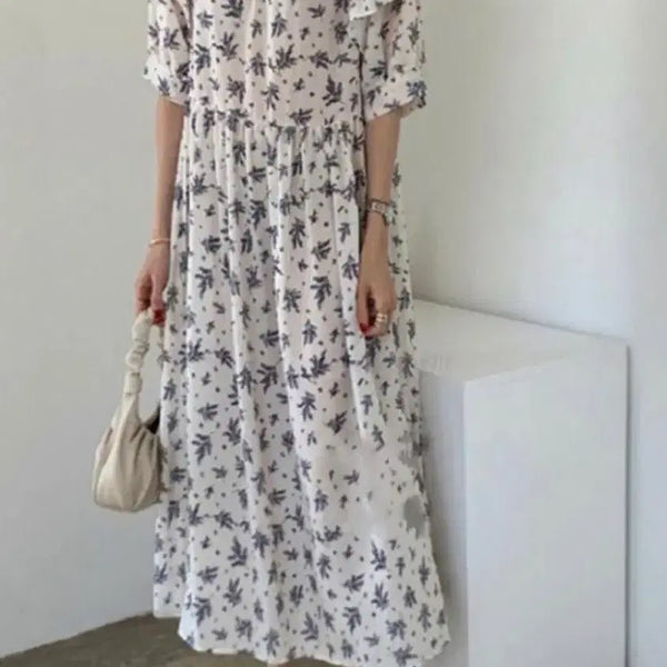 [BUNJANG] Chiffon One-Piece Dress (One-Time Wear) / 1회착용 쉬폰홀겹원피스 프리사이즈 로드샵
