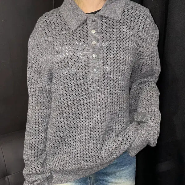 [BUNJANG] LEamard Grey Net Knit / LEMARD 그레이 네트 니트