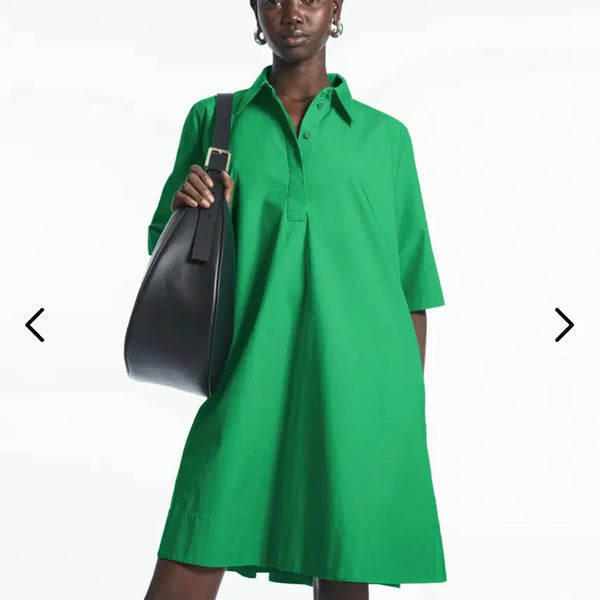 [BUNJANG] COS A-Line Short Sleeve Shirt Dress Green Size 34 New / cos a라인 쇼트 슬리브 셔츠 원피스 그린 34사이즈 새상품