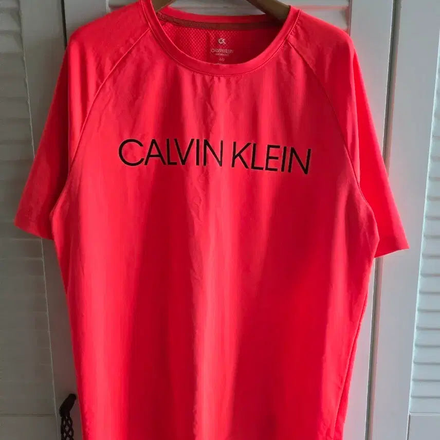 [BUNJANG] Calvin Klein Fluorescent Orange T-Shirt / 캘빈클라인 형광주황 반팔 티셔츠