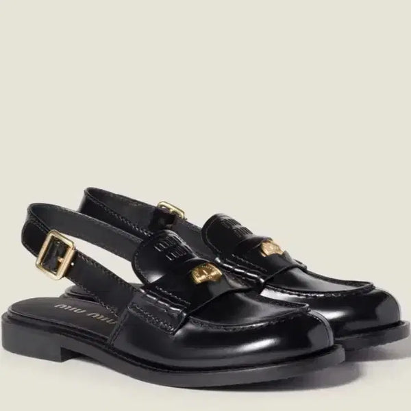 [BUNJANG] Miu Miu Brushed Leather Slingback Loafers / MiuMiu 미우미우 브러시드 가죽 슬링백 로퍼