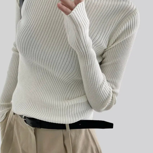 [BUNJANG] Autumn Self-Produced Ribbed Knit Ivory / 특가)어텀 자체제작 케인 골지 니트 아이보리
