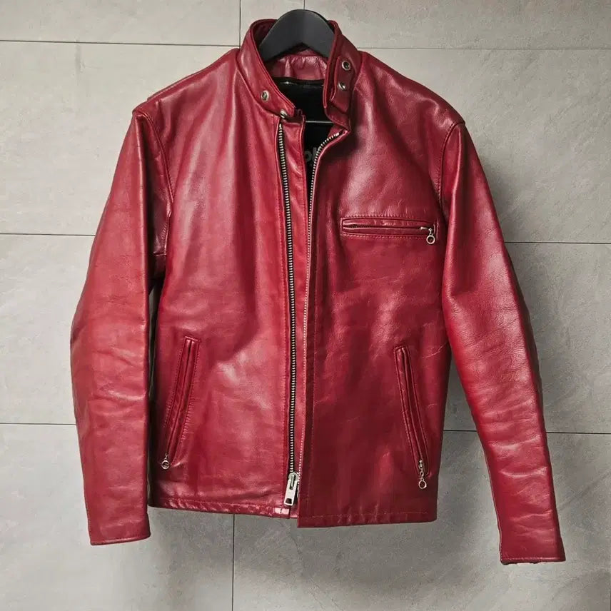 [BUNJANG] Schott 641 Cafe Racer Red Leather Jacket / Schott 쇼트 641 Cafe Racer 38 Red