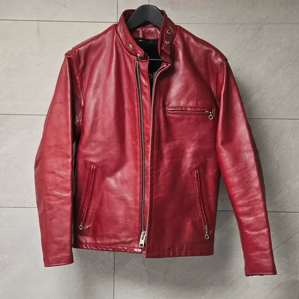 [BUNJANG] Schott 641 Cafe Racer Red Leather Jacket / Schott 쇼트 641 Cafe Racer 38 Red